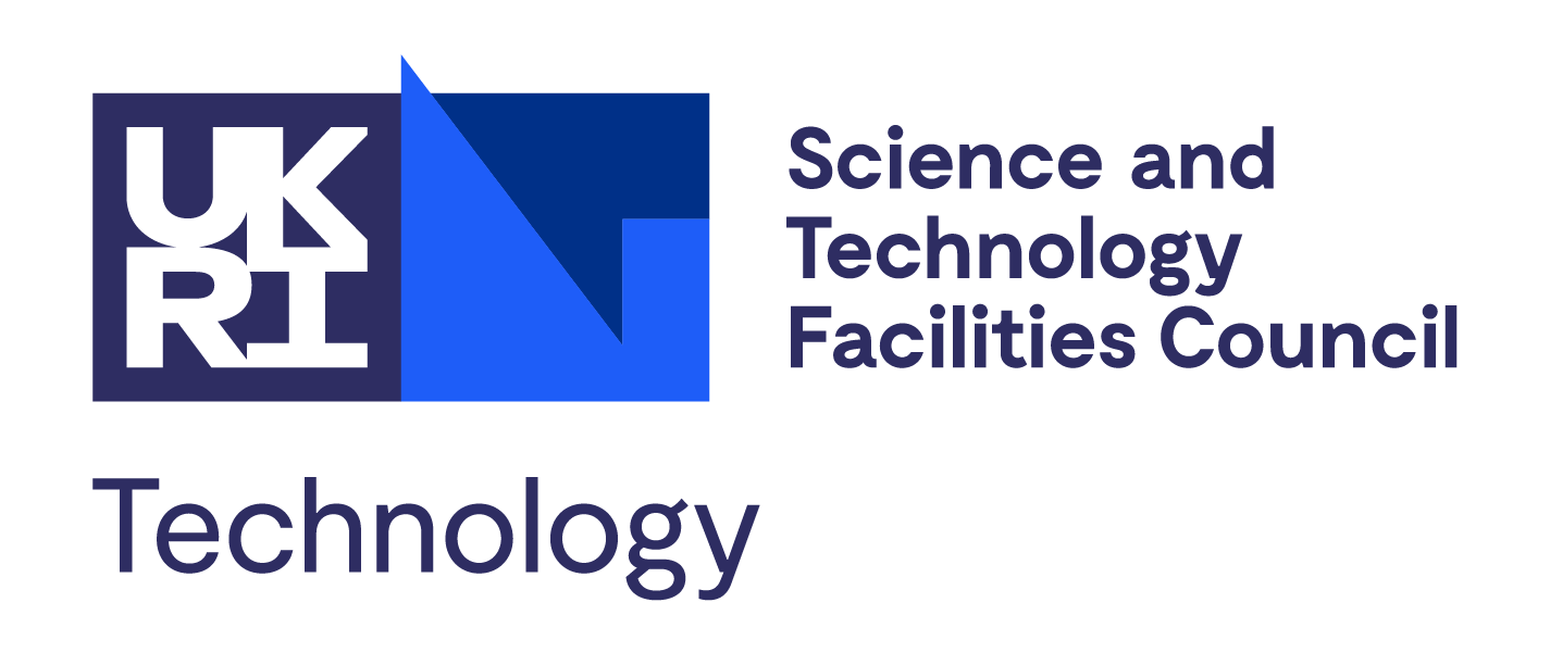 A logo with 'Science and Technology Facilities Council' on the right, a blue square with a lighter blue geometric shape within it on the left, and 'Technology Department' underneath.